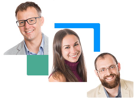 Headshot of two men and one woman - net2phone Canada - Business VoIP Phone System