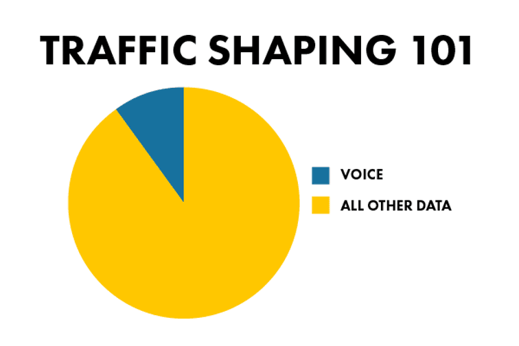 traffic shaping pie chart where voice is represents 10 percent of the chart with all other data representing 90 percent