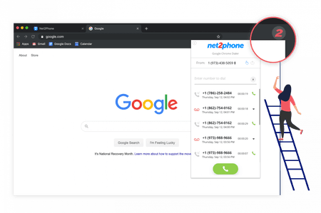 Google Chrome net2phone Canada extension screenshot - net2phone Canada - Business VoIP Phone System