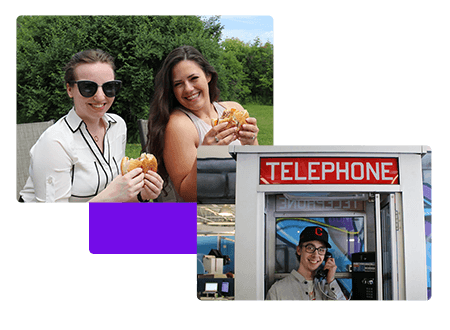Grab a drink - Burger Lunches - Telephone booth - net2phone Canada - Business VoIP Phone System