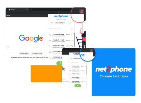 Screenshots of net2phone Google Chrome integration - net2phone Canada - Business VoIP Phone System