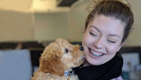 net2phone canada employee with a puppy