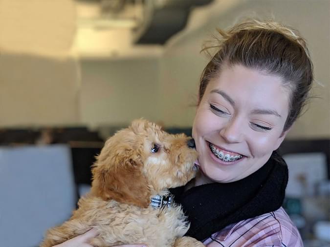 net2phone canada employee with a puppy