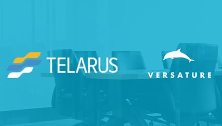 partnership photo with the versature logo and the telarus logo