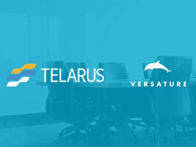 partnership photo with the versature logo and the telarus logo