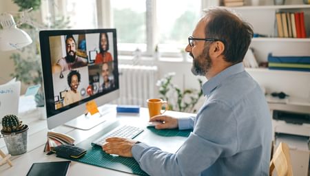 A man on a video conference