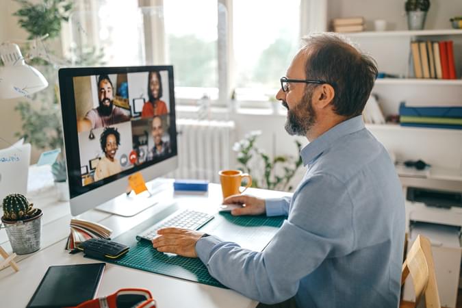 A man on a video conference