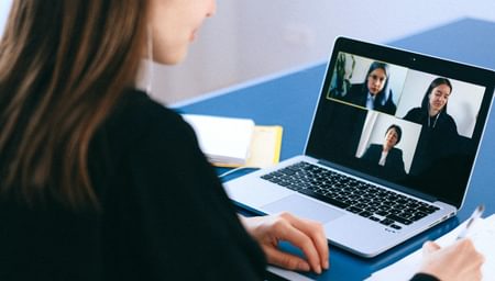 A woman on a video conference