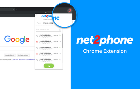 Screenshot of net2phone Canada Google Chrome extension -  Business VoIP Phone System