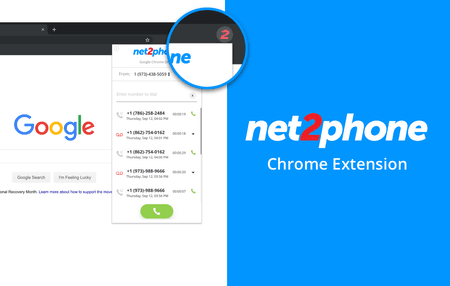 Screenshot of net2phone Canada Google Chrome extension - Business VoIP Phone System