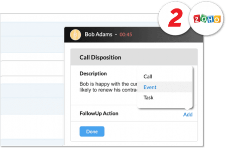 Screenshot of net2phonr Canada Zoho integration - Business VoIP Phone System