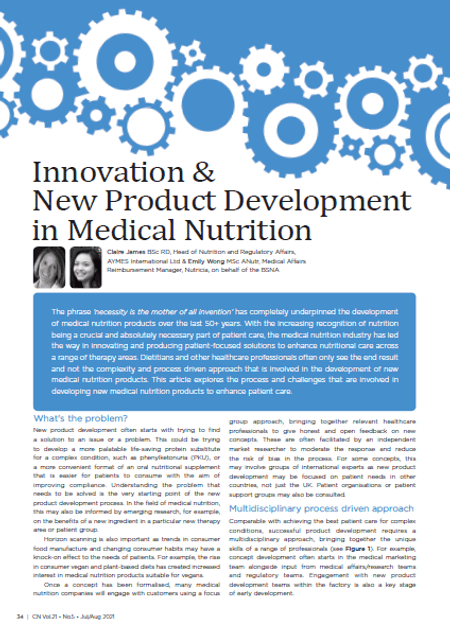 Innovation & New Product Development in Medical Nutrition