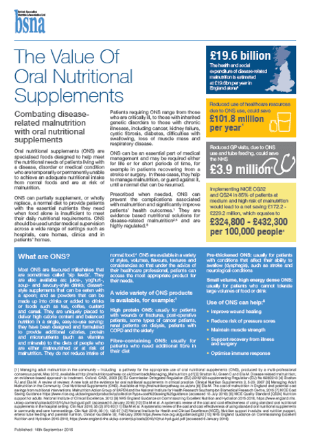 The Value of Oral Nutritional Supplements