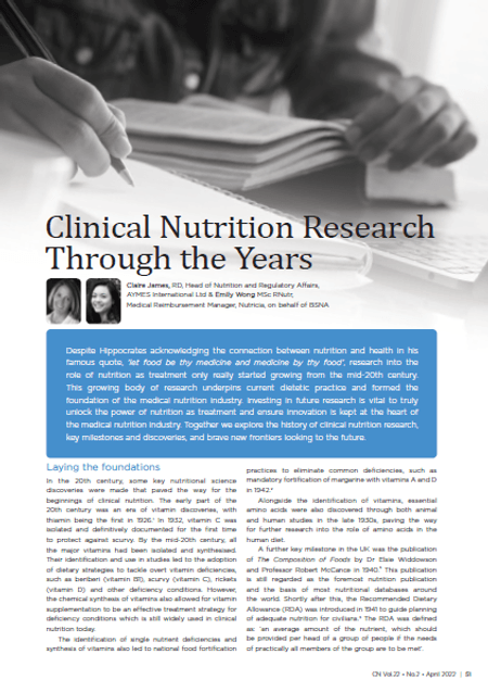Clinical Nutrition Research Through the Years