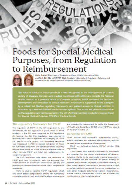 Foods for Special Medical Purposes, from Regulation to Reimbursement