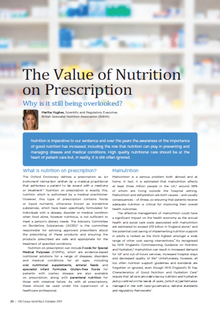 The Value of Nutrition on Prescription