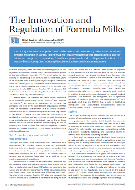 The Innovation and Regulation of Formula Milks