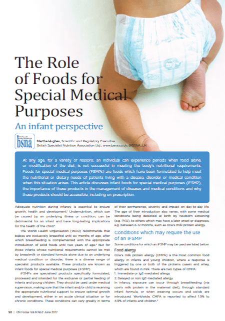The Role of Foods for Special Medical Purposes: An infant perspective
