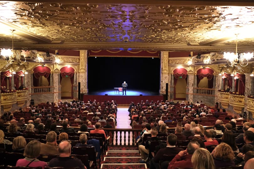 Brian Blessed in the Harrogate Royal Hall theatre