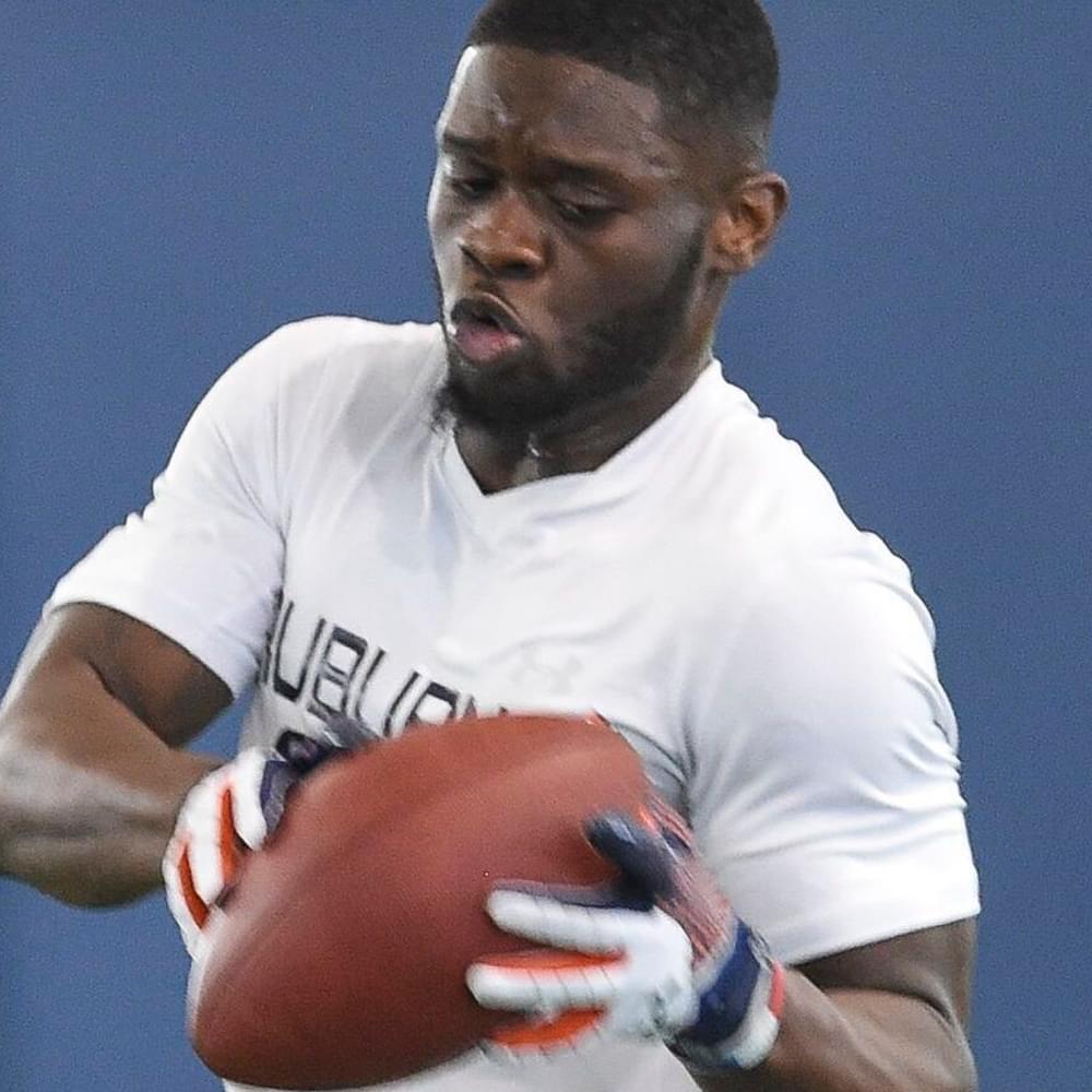 Auburn wide receiver Marcus Davis (80) works out during Pro Day Friday, March 10, 2017, during Pro Day at the Auburn Athletic Complex in Auburn, Ala. (Julie Bennett/jbennett@al.com)AP Alabama News