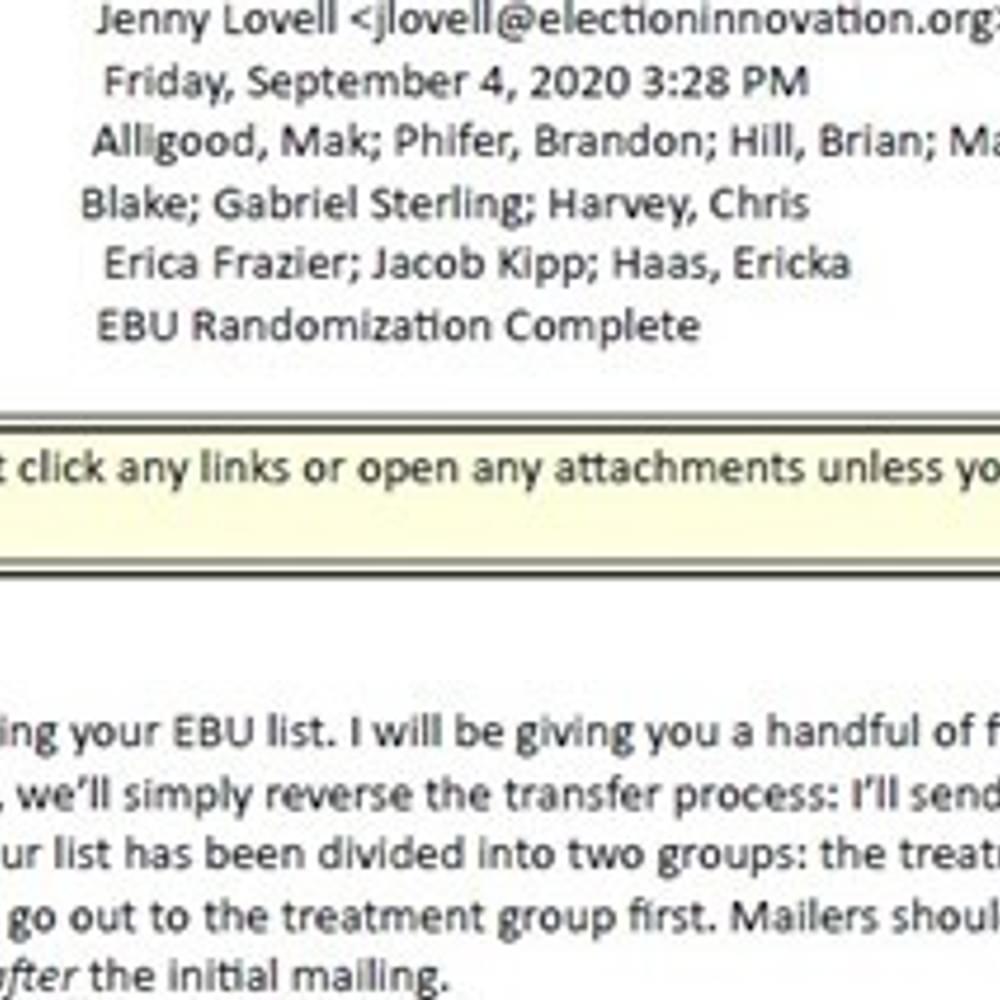 Email showing that ERIC is transferring EBU data to CEIR Alabama News