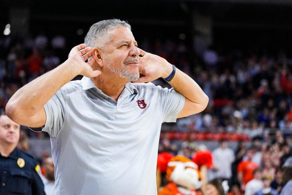 Head Coach Bruce Pearl during the game between the Ole Miss Rebels and the Auburn Tigers at Neville Arena in Auburn, AL on Wednesday, Feb 22, 2023.