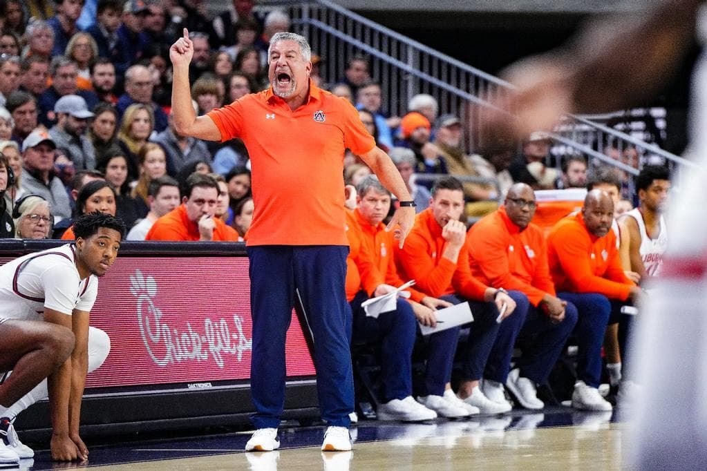 AUBURN, AL - JANUARY 09 - Head Coach Bruce Pearl during the game between the #16 Auburn Tigers and the Texas A&M Aggies at Neville Arena in Auburn, AL on Tuesday, Jan. 9, 2024.