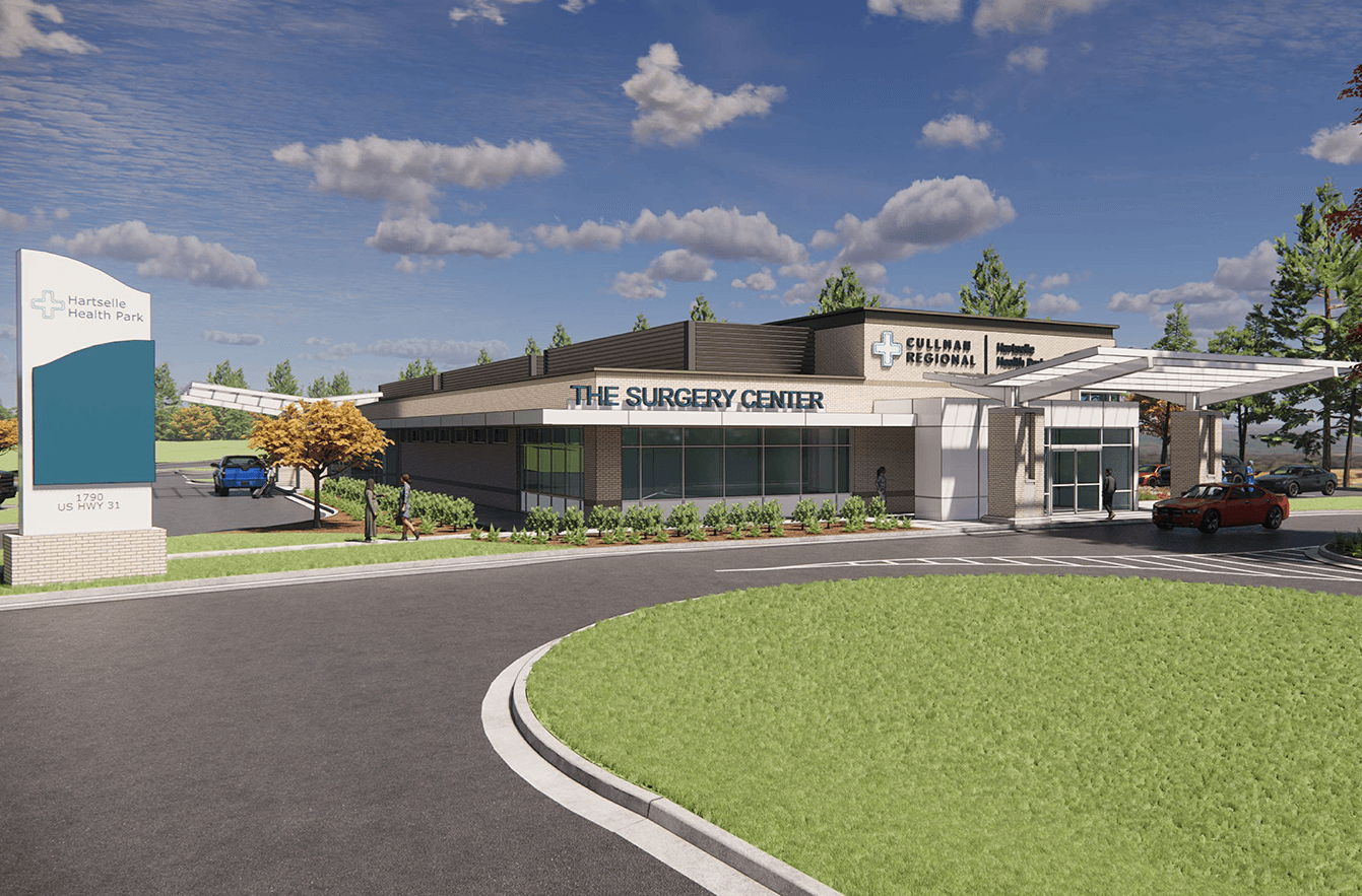Rendering of proposed Hartselle Health Park Ambulatory Surgery Center Exterior 2