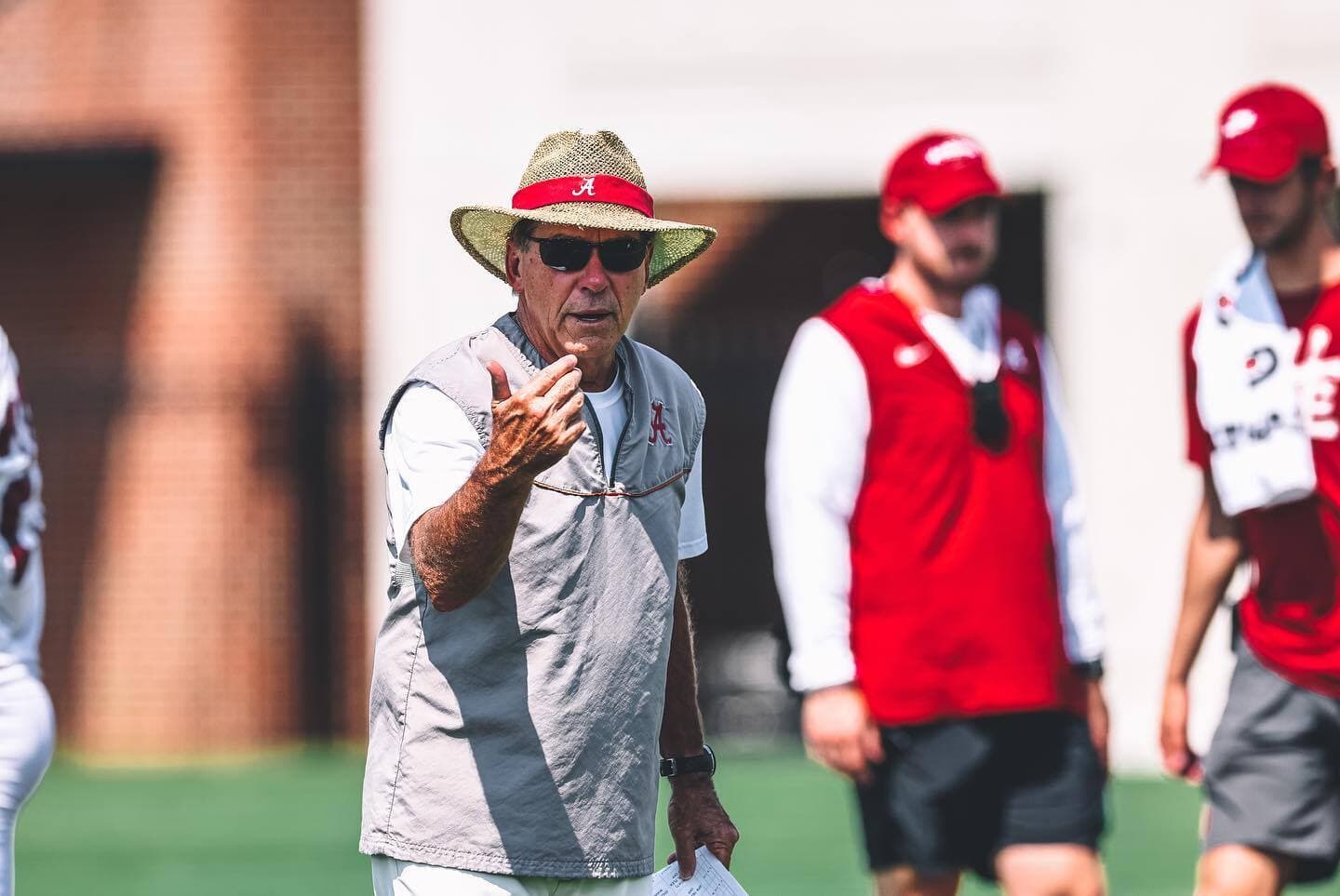 Saban on Practice Field From Alabama Football Facebook Page