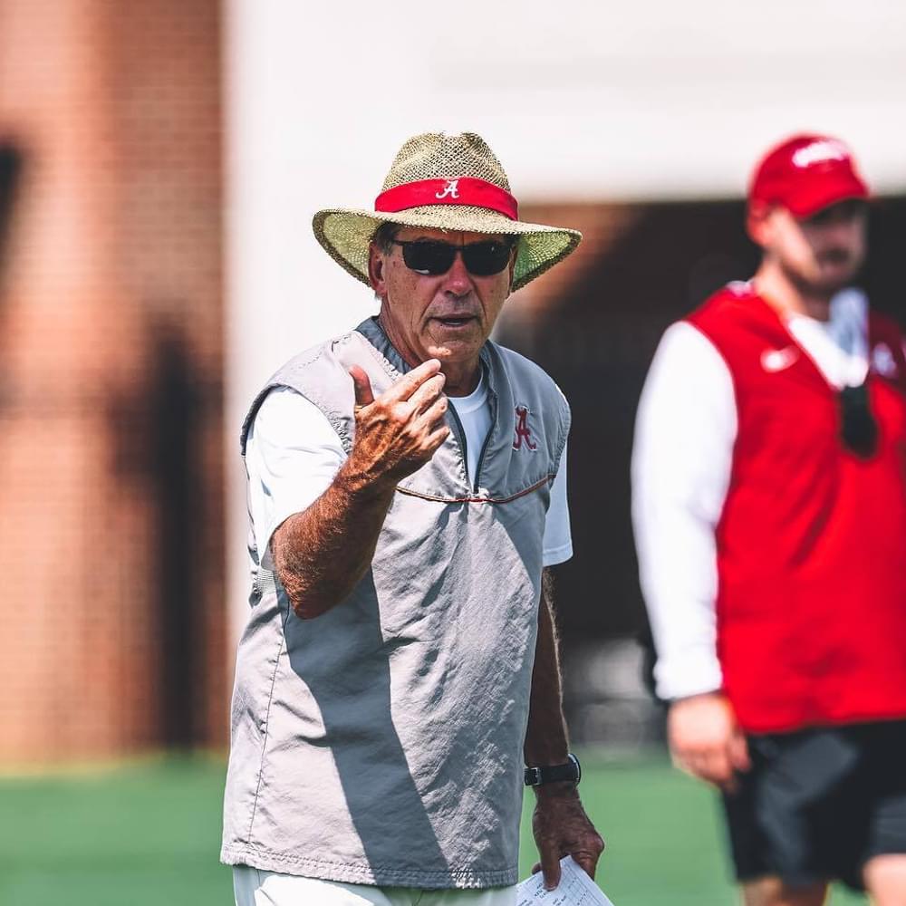 Saban on Practice Field From Alabama Football Facebook Page