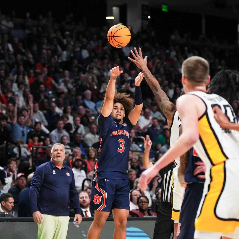 Tre Donaldson (3) during the game between the Iowa Hawkeyes and the Auburn Tigers at Legacy Arena in Birmingham, AL on Thursday, Mar 16, 2023. Zach Bland/Auburn Tigers Alabama News