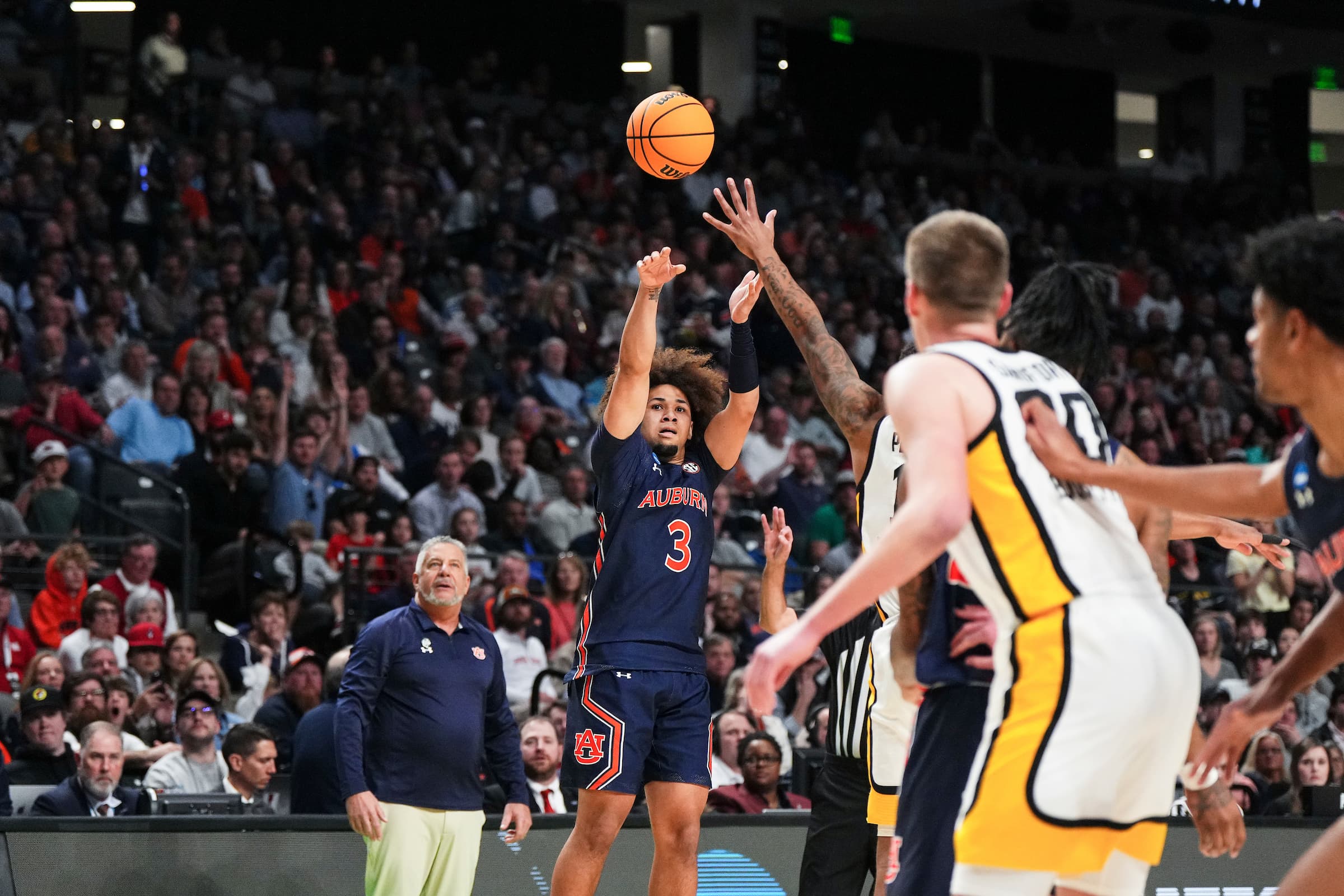 Tre Donaldson (3) during the game between the Iowa Hawkeyes and the Auburn Tigers at Legacy Arena in Birmingham, AL on Thursday, Mar 16, 2023. Zach Bland/Auburn Tigers