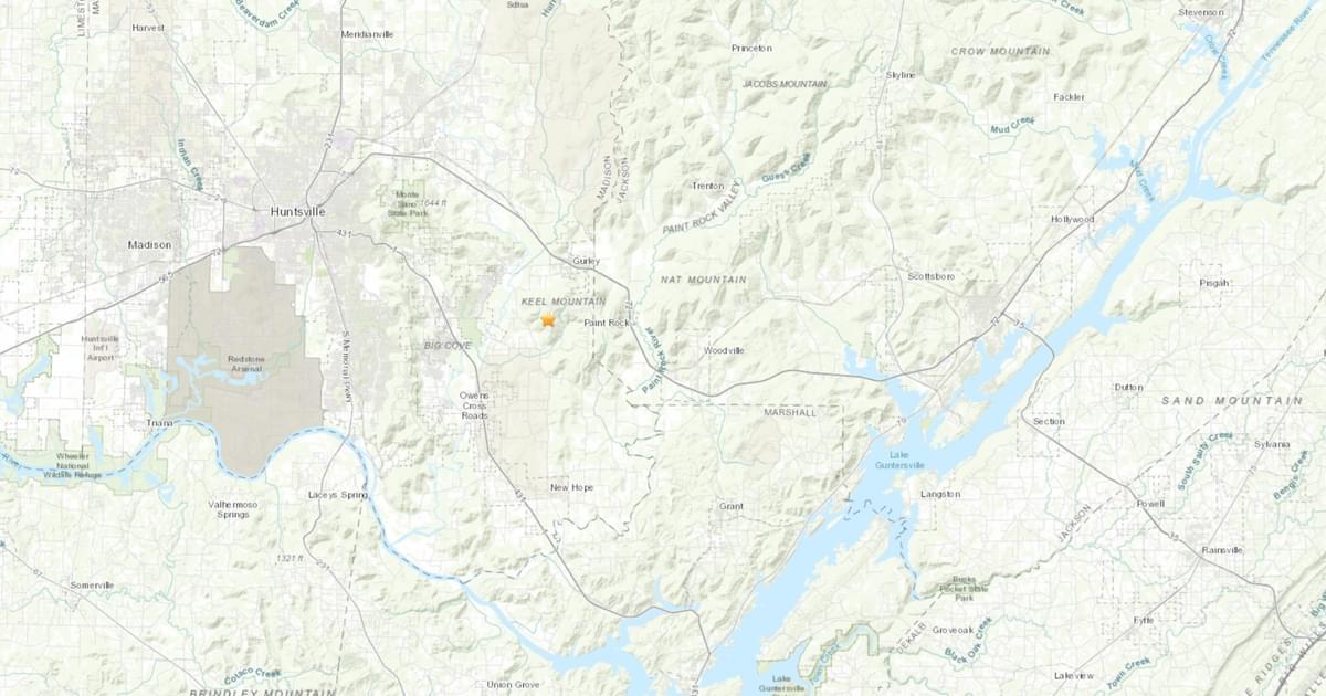 A 2.4-magnitude earthquake was recorded near Gurley on Sunday