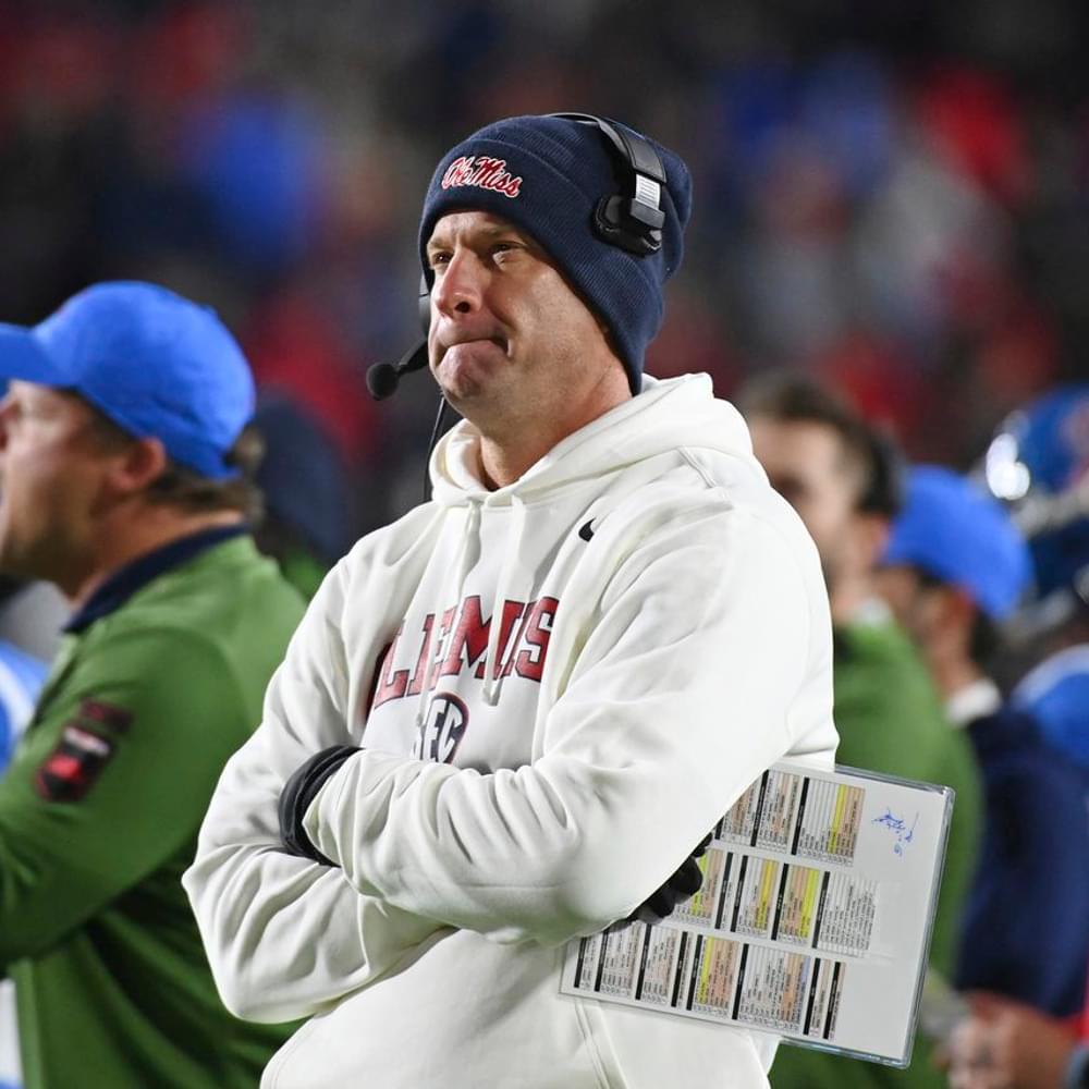 Mississippi head coach Lane Kiffin watches on during the second half of an NCAA college football game against Alabama in Oxford, Miss., Saturday, Nov. 12, 2022. Alabama won 30-24. (AP Photo/Thomas Graning)AP