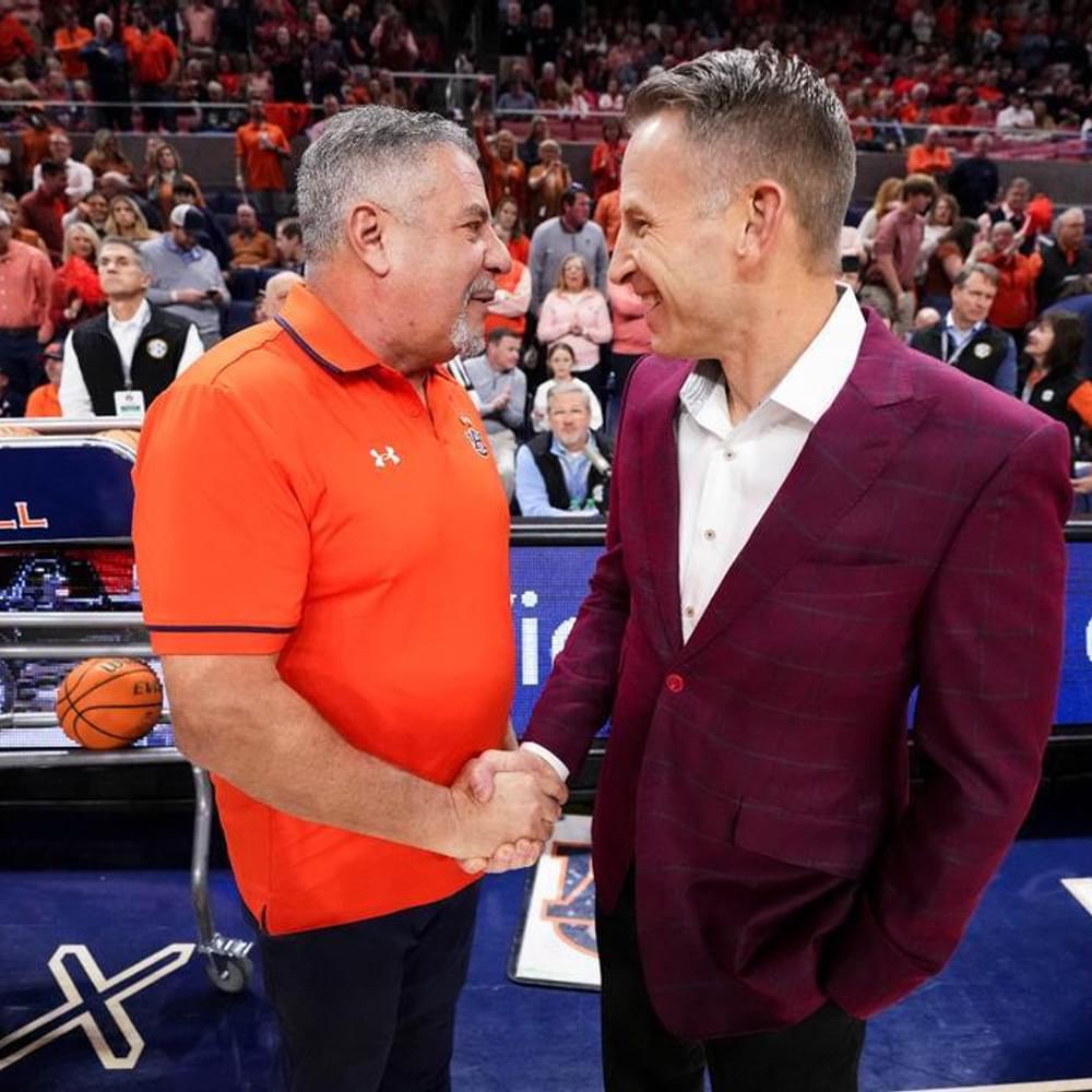 AUBURN, AL - FEBRUARY 07 - Head Coach Bruce Pearl and Alabama Head Coach Nate Oats during the game between the #12 Auburn Tigers and the #16 Alabama Crimson Tide at Neville Arena in Auburn, AL on Wednesday, Feb. 7, 2024. Alabama News