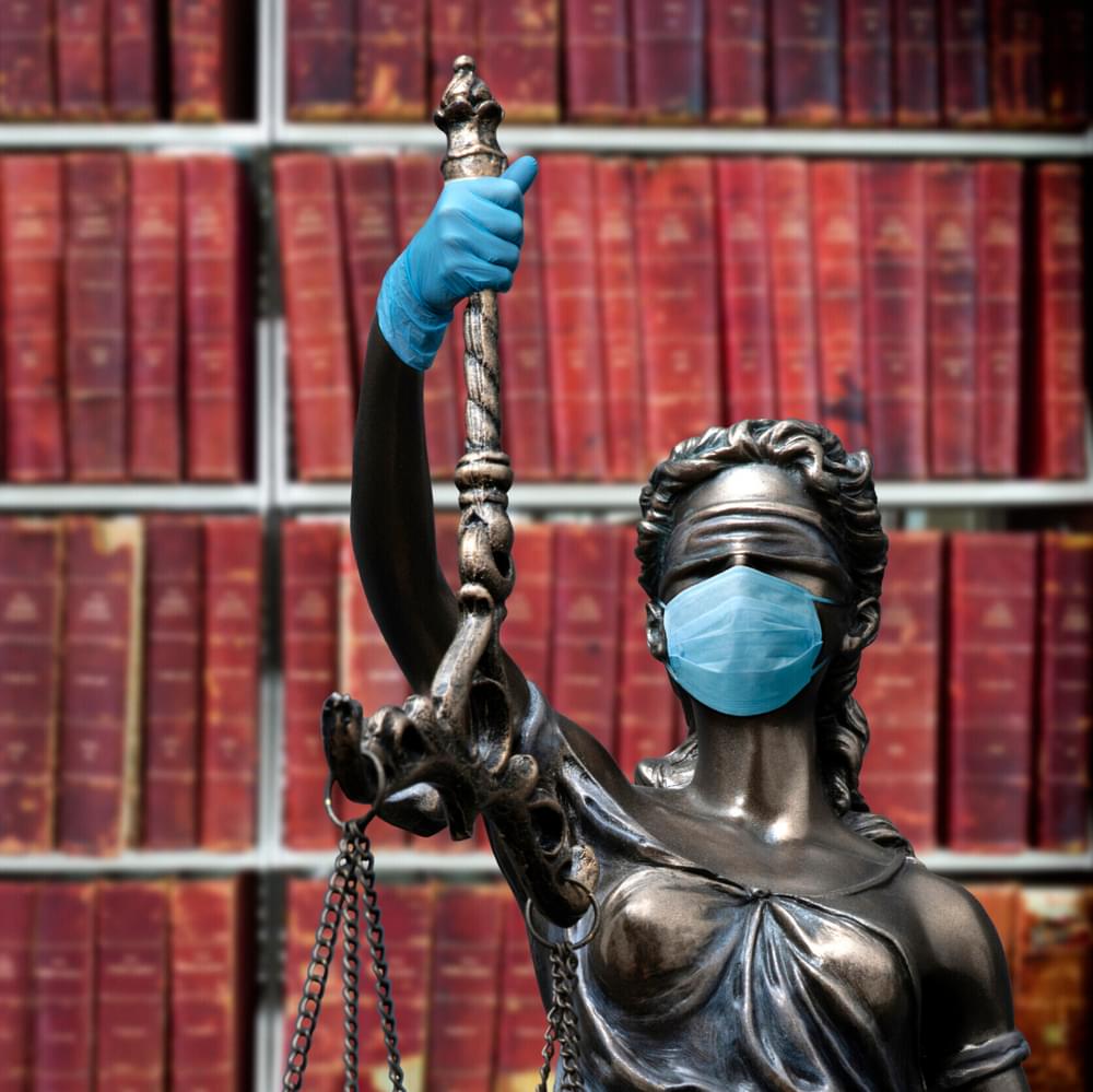 Lady justice COVID mask