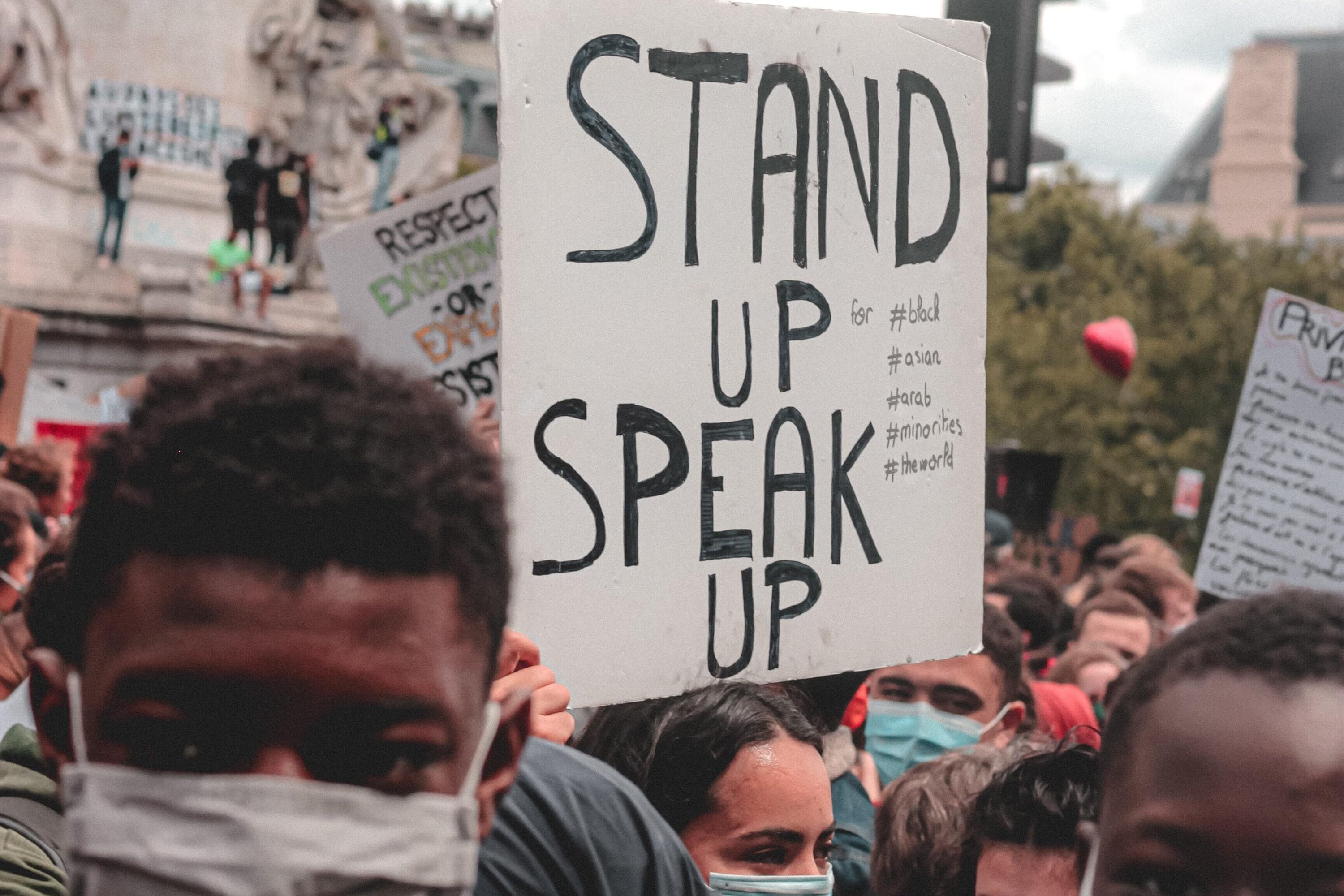 speak up protest sign