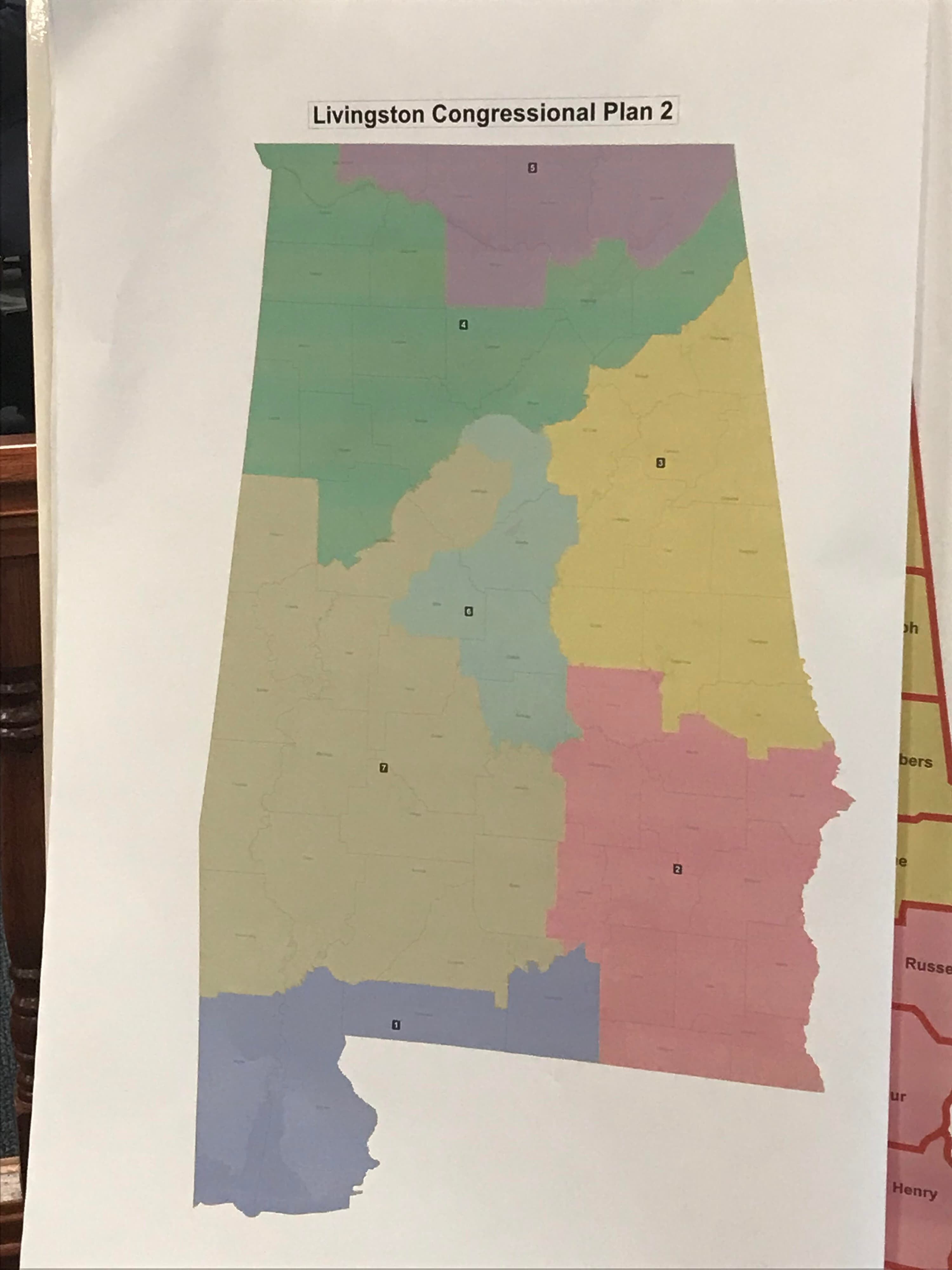 State Sen. Steve Livingtston's amended map. (Photo credit: Caleb Taylor)