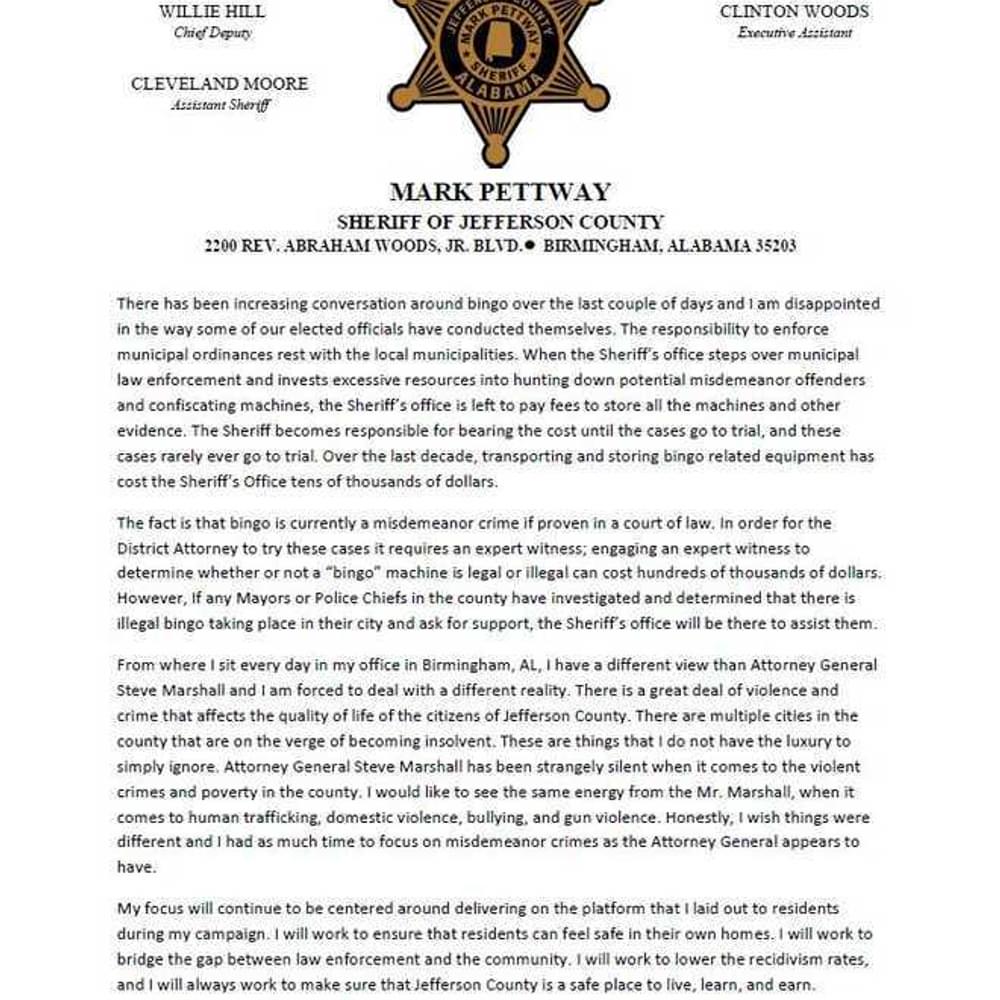 Sheriff mark pettway bingo response jpg 1553906225 Alabama News