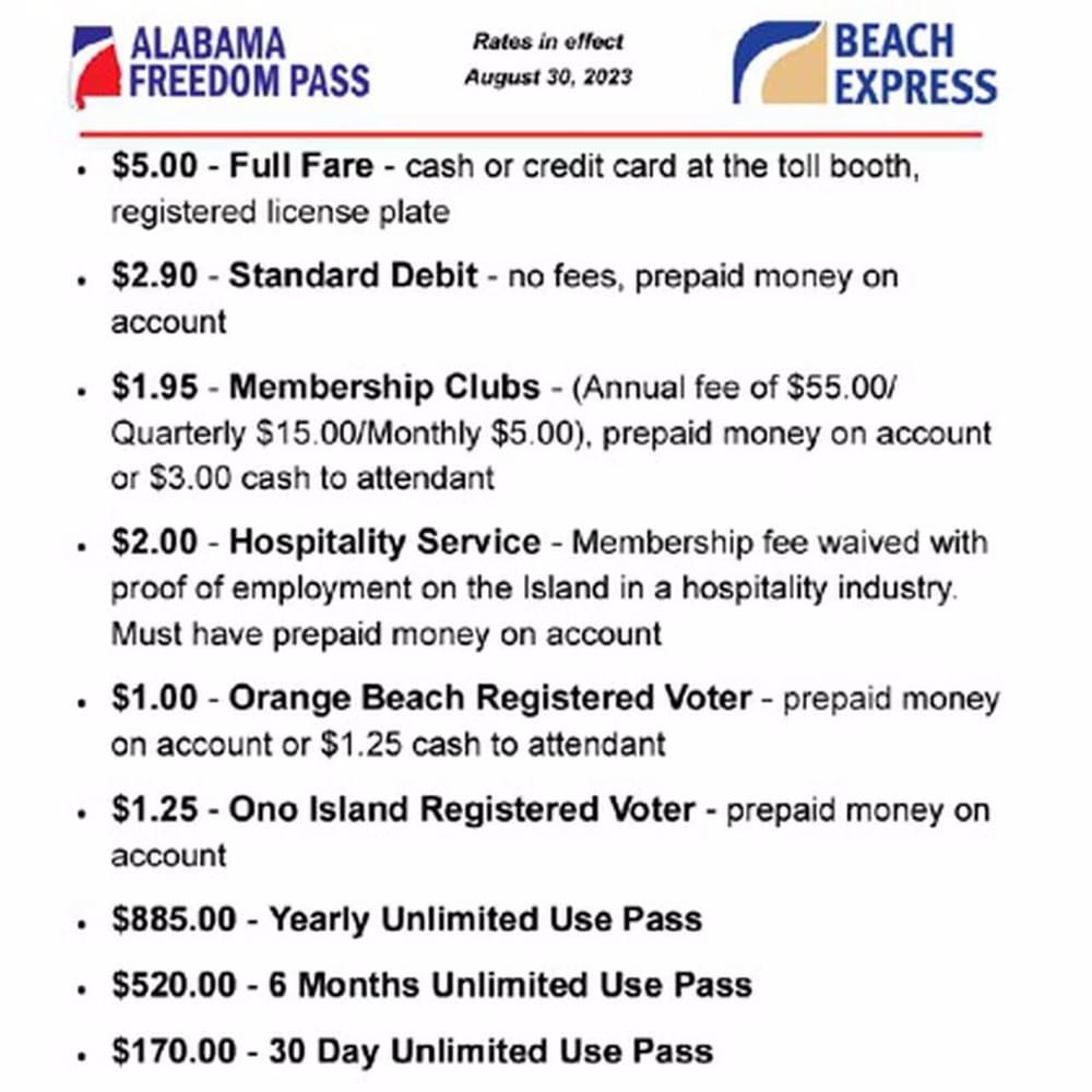 Tollschedule Alabama News