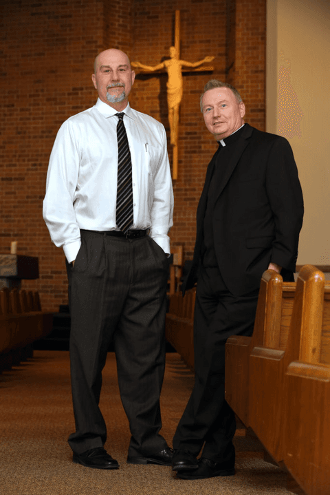 Joe D’Ambrosio with Rev. Neil Kookoothe, who worked for many years toward the exoneration.