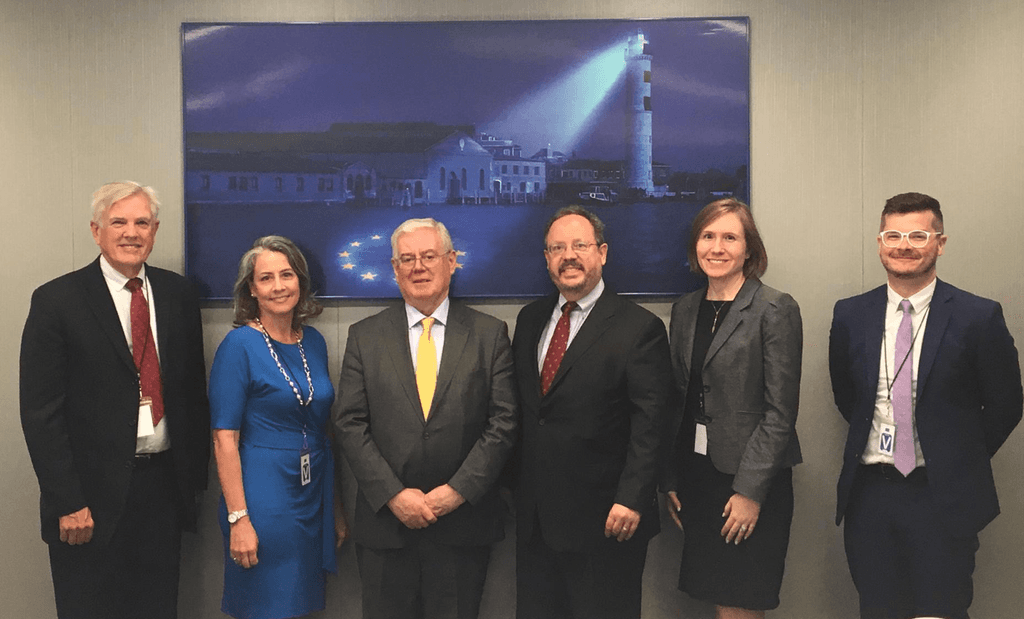 Pictured, from left to right: Witness to Innocence board member and former DPIC Executive Director, Richard Dieter; Catholic Mobilizing Network Executive Director, Krisanne Vaillancourt Murphy; European Union Special Representative for Human Rights, Eamon Gilmore; DPIC Executive Director, Robert Dunham; American Bar Association Death Penalty Representation Project Director & Chief Counsel, Emily Olsen-Gault; and Reprieve Staff Attorney Mark Maher