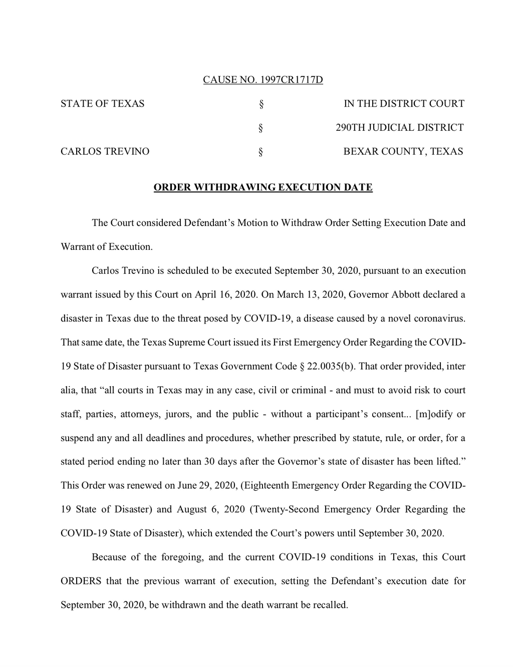 News Brief — COVID-19 Halts Another State Execution