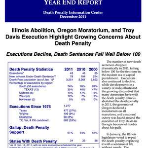 The Death Penalty in 2011: Year End Report