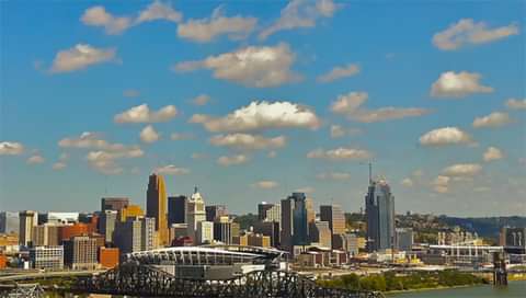 Cincinnati skyline.  Photo by Kenneth England.