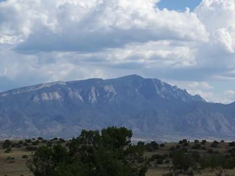View of the Sandia Mountains from Bernalillo.  Photo by Viki Elkey.