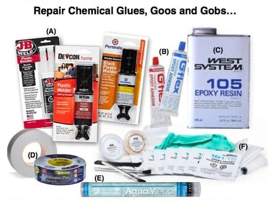 Kayak Repair Chemicals and Materials