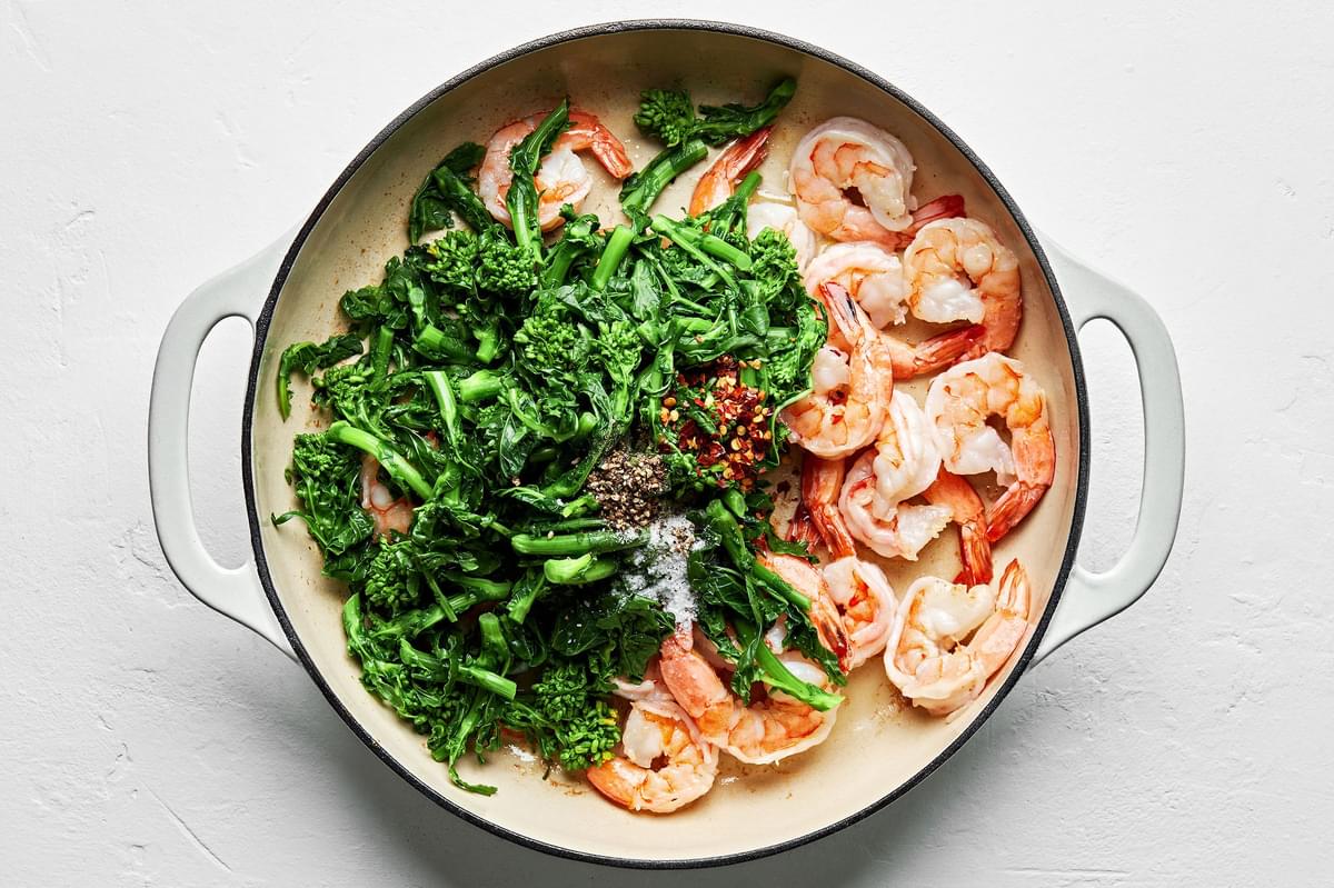 Spicy Broccoli Rabe with White Beans and Shrimp | The Modern Proper