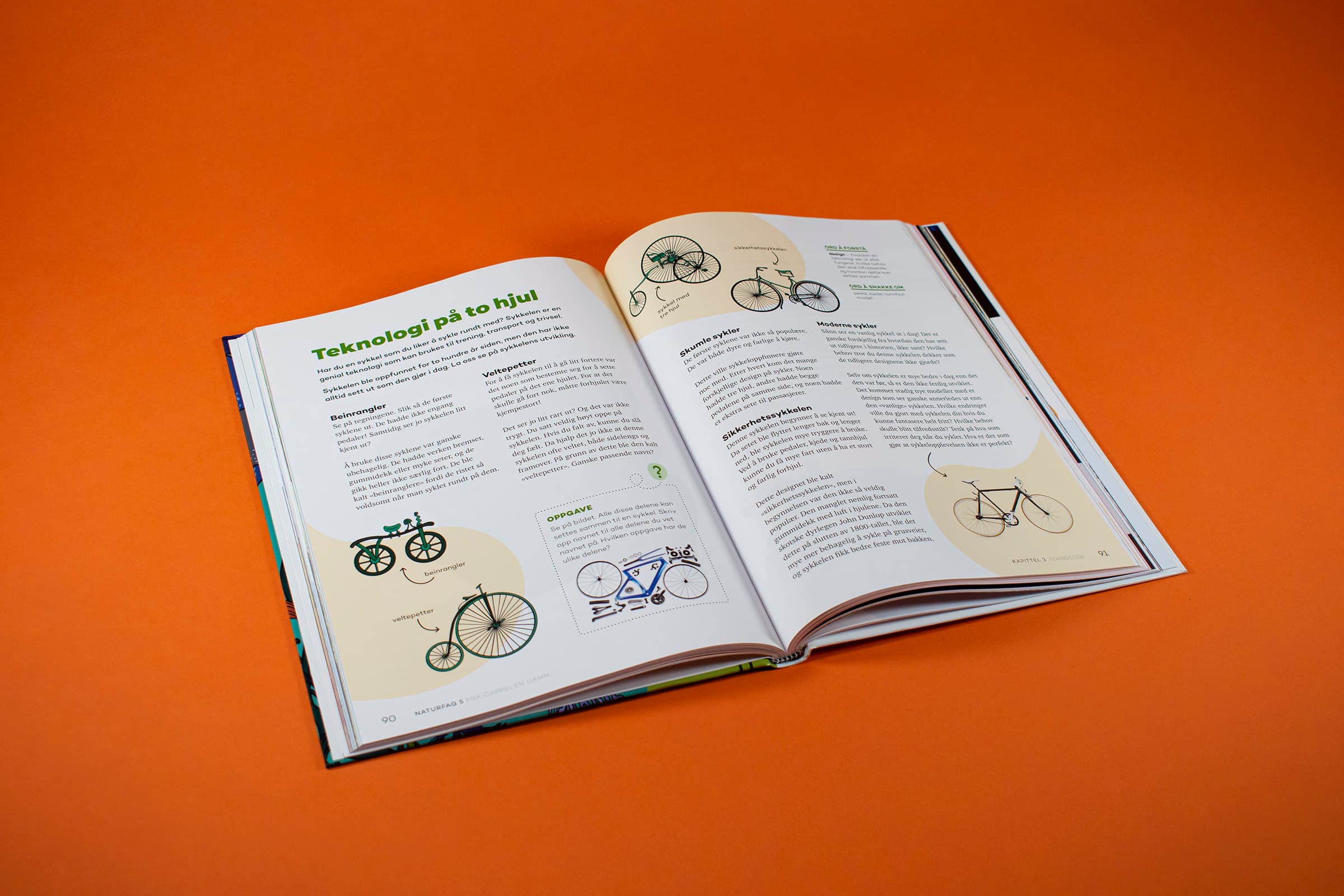 Bildet viser et oppslag i boken om sykler.