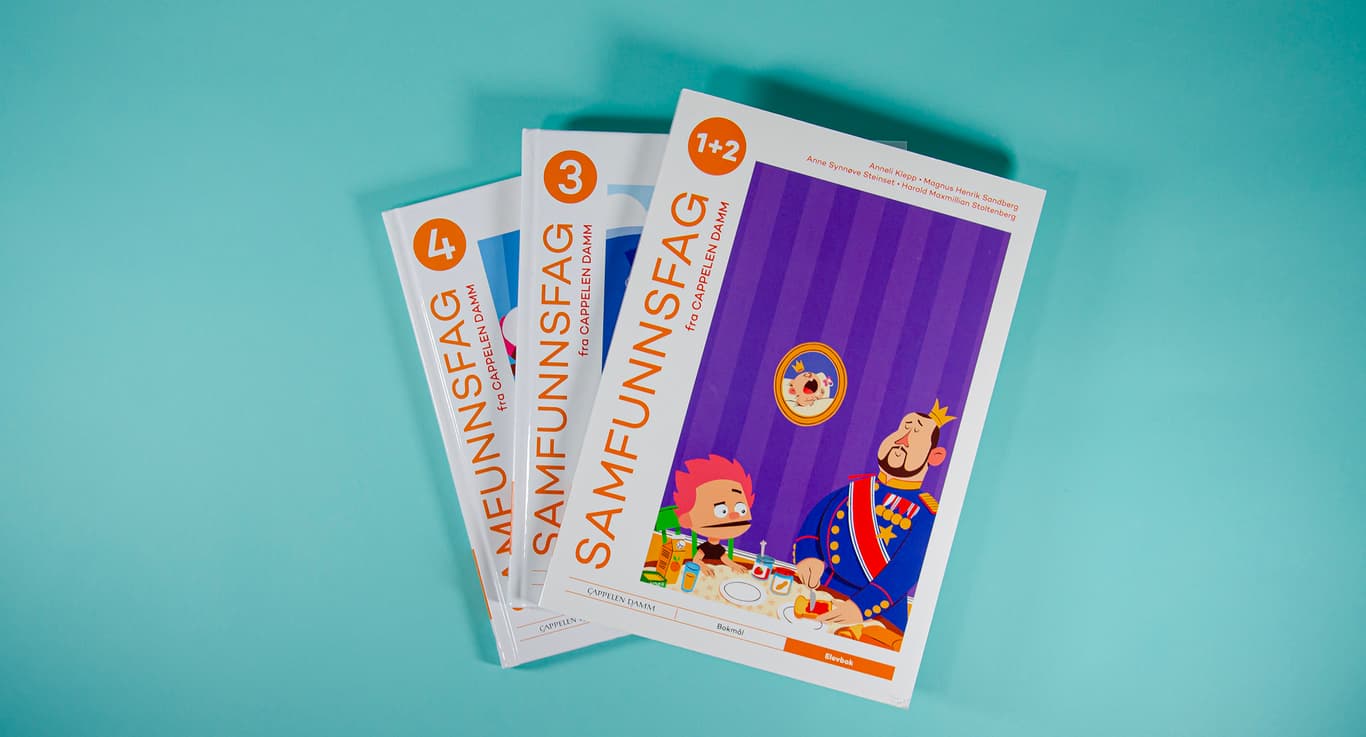 Bildet viser omslaget til begge bøkene til Samfunnsfag, 1+2 og 3.
